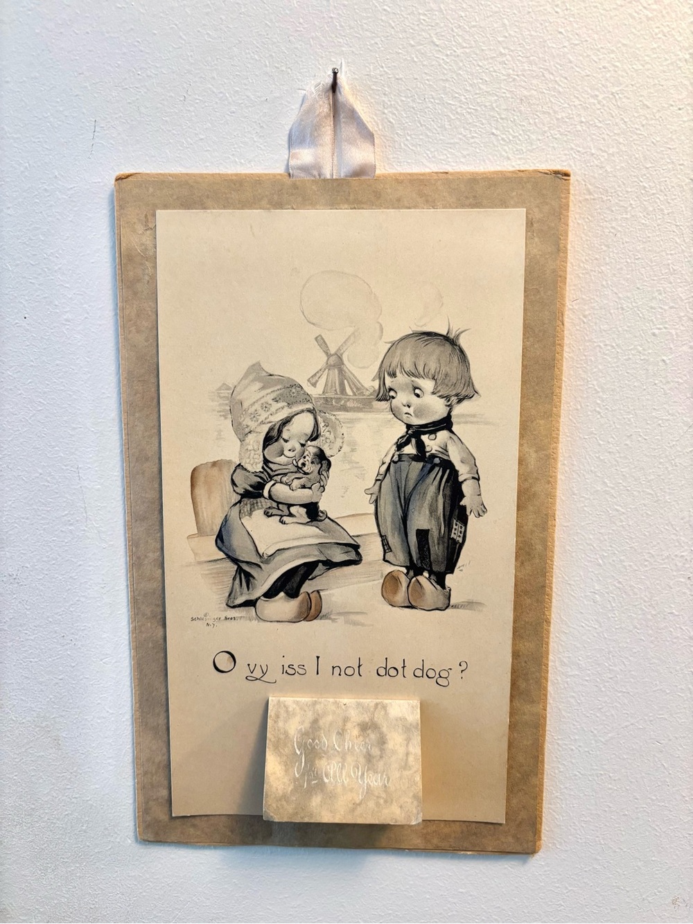 Antique 1918 Dutch boy girl wall calendar vintage collectible